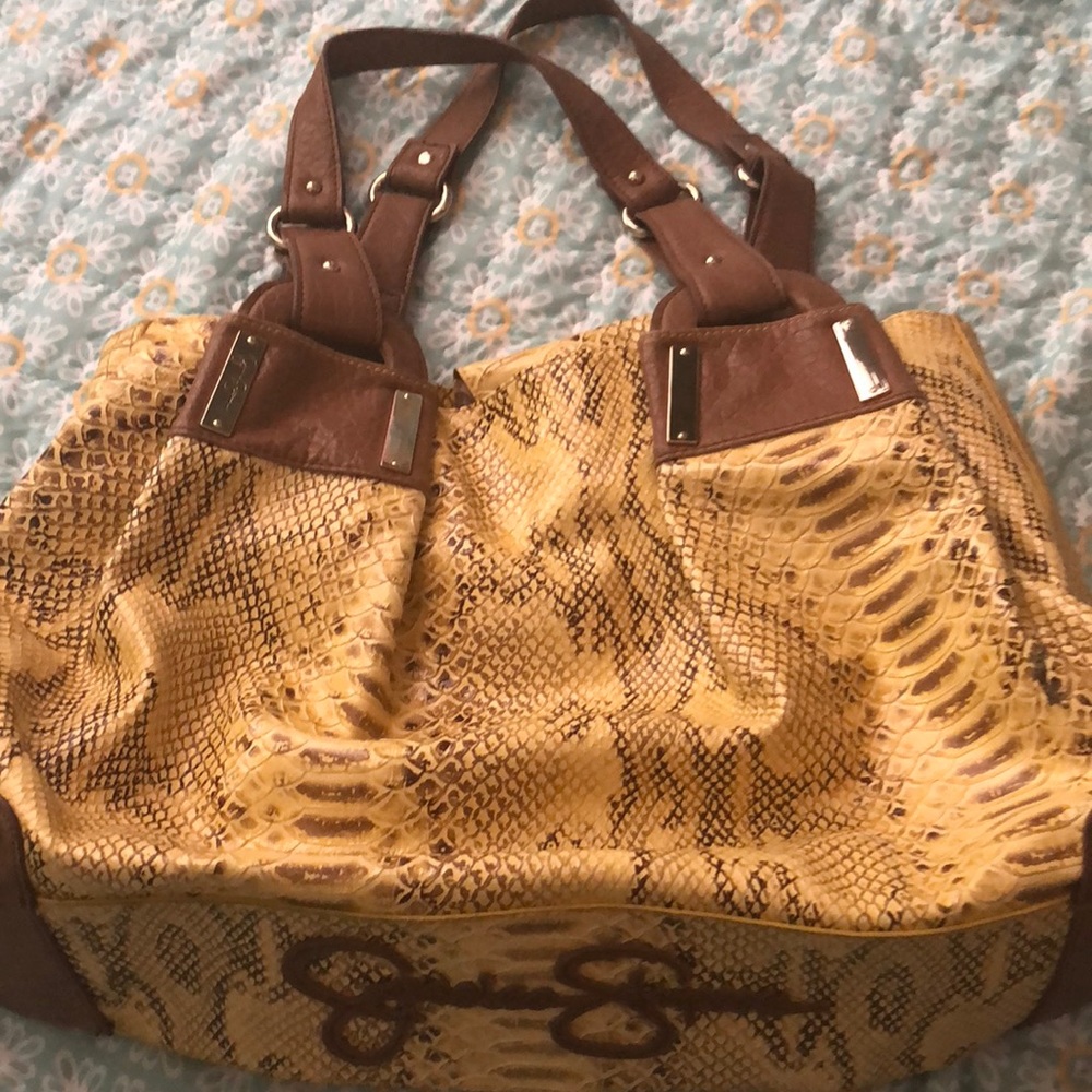 Jessica Simpson yellow snakeskin purse